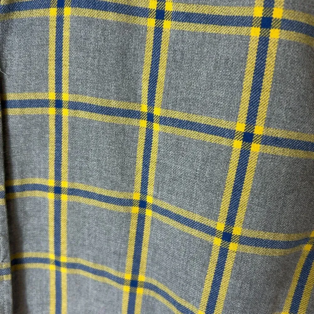 Banana Republic Men's Gray Yellow Blue Windowpane Plaid LS Flannel Shirt Size L